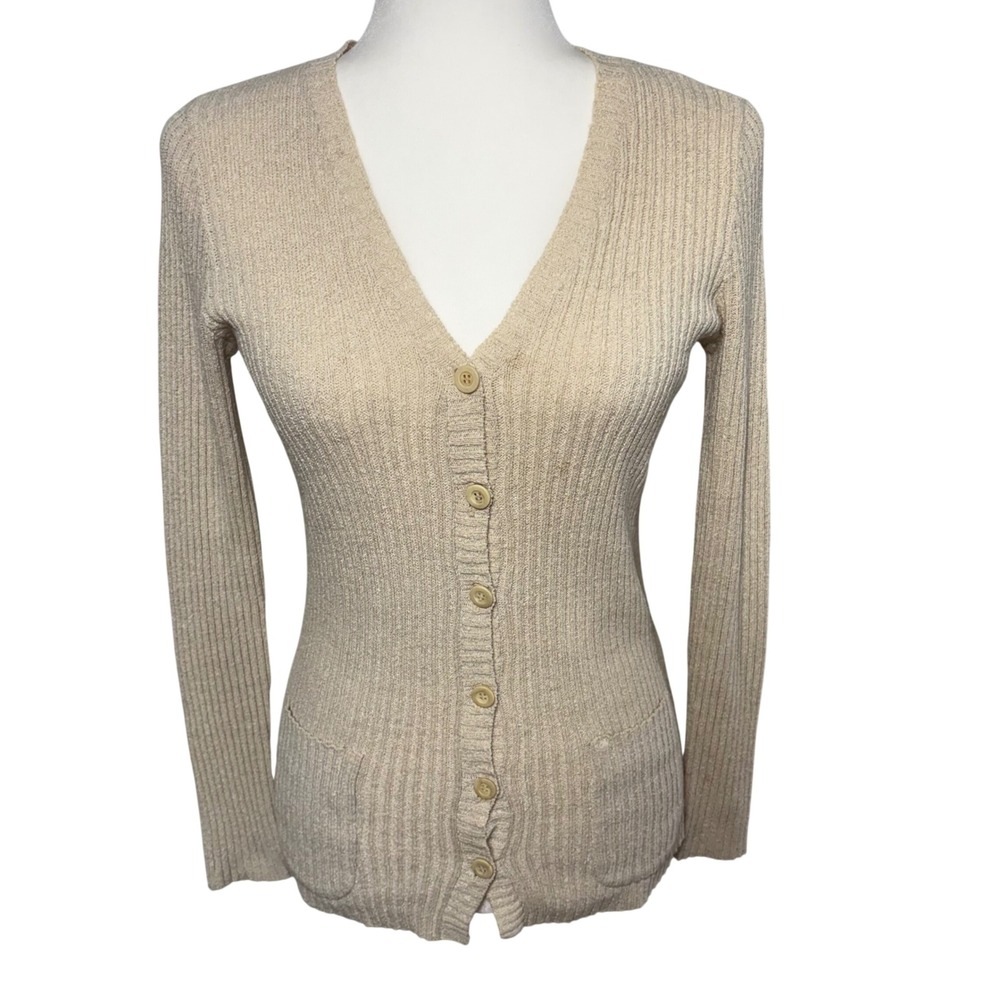 80s Kasper for JL Sport Cream Knit Cardigan Sweater Womens M Union USA Cottage‎